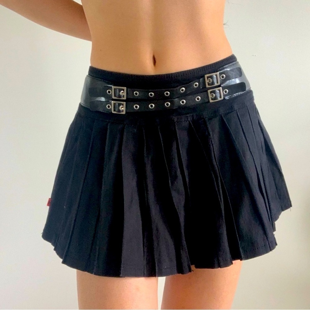 Royal Bones Black Mini Skirt with Belt Detail